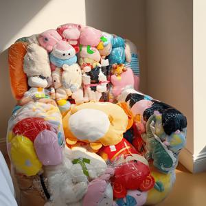 TEMU 대용량 투명 인형 보관함 - 부드럽고 편안한 지퍼 멀티펑셔널 정리함, 조립 불필요, 침실, 거실 또는 놀이방에 완벽, 재미있는 디자인, 내구성 있는 플라스틱, 빈백 의자, 빈백 소파, 플러시용 투명 의자/팔걸이|모루인형