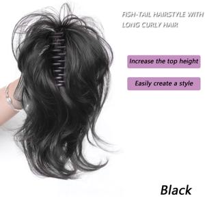 TEMU 여성용 우아한 컬리웨이브 포니테일 헤어클립 - 탈부착형 집게핀 디자인, 합모발 사용, 모든 머리타입에 안정적인 고정력, 데일리 & 특별한 날을 위한 자연스러운 볼륨과 소프트 웨이브 (관리 불필요) - 여성 헤어액세서리, 고품질 소재, 패션 애호가를 위한
