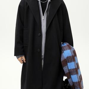 TEMU 남성용 빈티지 트위드 코트 - 루즈핏 더블브레스트 겨울 코트, 노치 라펠, 두꺼운 폴리에스터 안감, 솔리드 브라운, 캐주얼 스타일 가을/겨울 아웃도어 웨어, 클래식 노치 라펠, 내구성 있는 아우터웨어, 남성용 롱 트렌치 코트, 트렌치 코트, 남성용 재킷, 겨울 옷, 남성용 코트, 남성용 트렌치 코트, 남성용 롱 코트