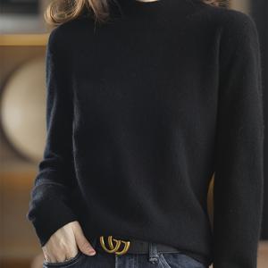 TEMU 여성용 우아한 하프 하이넥 스웨터 - 부드럽고 신축성 있는 풀오버 스웨터, 루즈핏 긴소매 탑, 가을/겨울 레이어링, 데일리 & 포멀룩 - 여성 스웨터, 스웨터, 다용도 의류, 가을 패션, 포근한 소재, 스타일리시한 여성