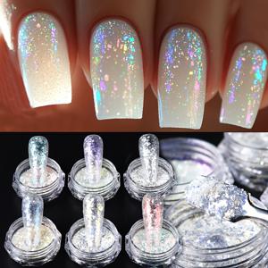 TEMU 6박스/세트: 인어 오로라 네일폴리시, 반짝이 DIY 드림컬러풀 오로라클라우드 브로케이드 글리터, 달빛화이트 초슬림대형 장식용 미니멀한 네일아트, salon급 네일데코레이션, 순금재질의 내구성 있는 네일아트, 창의적인 크래프팅과 네일아티스트를 위한