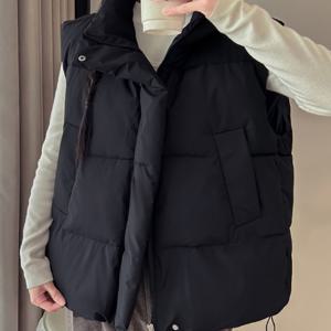 TEMU 여성용 연분홍색 퍼퍼 조끼 - 캐주얼 루즈핏, 하이넥, 지퍼업, 긴 소매, 중간 길이, 신축성이 없는 원단, 봄/가을에 완벽, 다용도 레이어링 피스, 캐주얼 웨어 조끼 | 하이넥 조끼 | 여성용/여성용 퍼퍼 조끼, 커비 겨울/플러시/플리스 조끼, 여성용 민소매 조끼, 허리 조끼, 패딩, 페이즐리 퍼퍼 조끼, 겨울, 플러시, 플리스