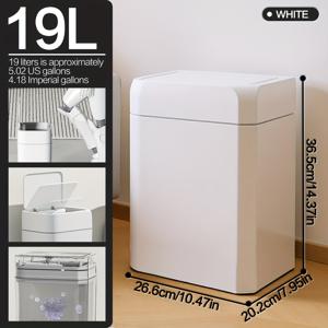 TEMU 13L/19L 스마트 센서 , 터치리스 작동 및 모션 센서 - 모던 화이트/블랙 직사각형 자동 센서 , 적외선 센서 포함 (AA 배터리 미포함) - 슬림한 공간 절약형 디자인, 가정, 사무실, 욕실, 주방용 - 조용한 작동, 위생적인 핸즈프리 작동, 에너지 효율적, 소형 공간에 이상적 (13L/19L 용량) - 스마트 빈|쓰레기통