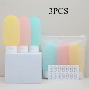 TEMU 3개 세트 소프트 실리콘 여행용 병 - 60ml/2.03oz 재사용 가능한 로션, 샴푸 및 샤워 젤 용기, 노랑, 핑크, 연한 파랑 - 누수 방지 내구성 있는 휴대용 화장품 정리함, 스타일, 밀봉 디자인, 자주 여행하는 사람들을 위한 이상적인 여행 필수품 | 디자인 | 내구성 있는 실리콘, 헤어 워시용 샴푸 | 누수 방지 병 | 화장품 용기