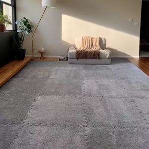 TEMU 24개 대형 인터로킹 매트 타일 - 그레이 베이지 플러시 소프트 & 쿠션 매트, 방, 놀이방, 거실용, 간편한 스냅 조립 (손세탁 가능, 넓은 면적 커버리지)