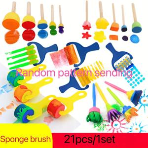TEMU 21피스 미술 도구 키트 - 무독성 페인트 세트, 스펀지 브러시, 스탬프, 롤러 & 잉크 패드 포함 - DIY 공예, 수채화, 캘리그라피용 완벽한 그림 도구 - 파티 및 미술 수업에 적합