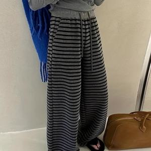 TEMU 여성 와이드 레그 팬츠 - 루즈핏, 캐주얼 레그 트라우저 드로스트링 허리 & 세로 , 가을/겨울 외출에 적합, 편안한 의류 | 릴렉스핏 팬츠 | 원단