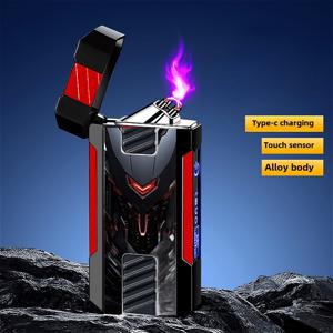 TEMU NEW 메크 워리어 패션 LED 디스플레이 지능형 인덕션 방풍 더블 아크 라이터 무화염 전자식 휴대용 불꽃 플라즈마 USB 충전식 전기 라이터 아웃도어 하이킹 도구, 고급스러운 선물, , 휴대용 점화 장치,캠핑 ,전기 아크 라이터,USB 충전식 라이터,LED 디스플레이 라이터,모던 테크 에스테틱,정밀 유도