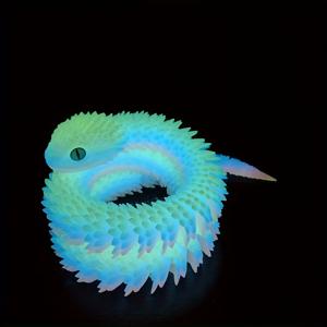 TEMU 야광 3D 뱀 로봇 - 자체 발광 독사, 움직이는 비늘, 대형 새끼 뱀 & 스테이지, 생일 파티 장식, 크리스마스, 할로윈을 위한 현실적인 야광 효과 - 플라스틱 (전원 불필요)