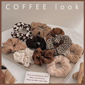 TEMU 10개입 밀크 커피 컬러 가을/겨울 플러시 한국 스타일 대형 머리끈, 고급 인싸 스타일, 가을 데일리, 발렌타인데이 선물, 헤어 액세서리, 심플 디자인, 부드러운 질감, 머리끈, 스타일, 헤어