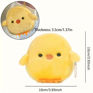 TEMU 1개 모양 미니 지갑 - 여성용 부드러운 노란색 플러시 코인 파우치, 지퍼 클로저, 손세탁 가능한 선물 (크리스마스 액세서리) - 사랑스러운 병아리 지갑