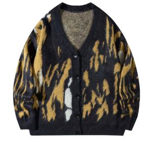 TEMU 오버사이즈 레트로 스웨터 자켓 - 칼라, 골든/브라운/블랙/화이트 베이지 톤, 버튼 프론트 겨울 코트, 핸드워시 가능한 캐주얼 아우터웨어, 가을 & 겨울 레이어링용 (드라이클리닝 금지)