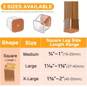 TEMU 16개 세트 헤비듀티 실리콘 의자 다리 바닥 보호 패드 - 미끄럼 방지 가구 패드, 원목 바닥용 스퀘어 패드, 의자, 테이블, 소파용 스크래치 방지 쿠션 커버 (쉬운 설치, 나무 바닥에 적합)