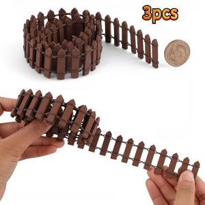 TEMU 3개 세트 미니 나무 울타리, 커피색 & 화이트 - 내구성 강한 매끄러운 가장자리 장식, 요정 정원 및 미니어처 조경용, 10.01cm x 3.0cm 금속 와이어 디테일, 야외 울타리 장식, 크리스마스 장식 선물