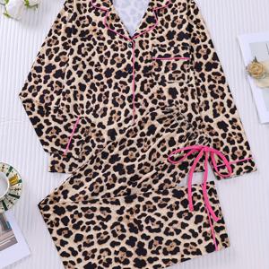 TEMU 2pcs 남녀 공용 프린트 잠옷 세트 - 부드러운 긴팔 셔츠 & 바지, 탄성 허리 밴드, 버튼 앞면 클로저, 사계절 편안함, 성인용 클래식 홈웨어 (봄/가을) - 캐주얼 라운지 의상, 프린트 잠옷