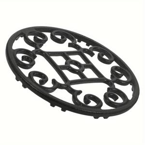 TEMU 주철 핫 보울 스탠드 & 가스레인지 지지대 - 튼튼한 원형 팬 홀더, 가스/인덕션 쿠크탑용 균일한 열 분배, 웍, 프라이팬 호환, 내구성 있는 주철 (전기 불필요)