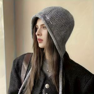 TEMU 여성용 겨울 따뜻한 비니 모자, 레터 프린트 - 부드럽고 따뜻한 원형 캡, 단색 (/) - 캐주얼, 포멀, 여행용 포근한 겨울 모자 - 추운 날씨 필수품 (In, 회색, 갈색, 네이비, 분홍색, 보라색, 녹색, 빨간색, 노란색, 주황색으로 제공), 헤어스카프, 레이스 스카프, 스카프 여성 여름, 스카프, 여성 스카프, 두건여름 여성