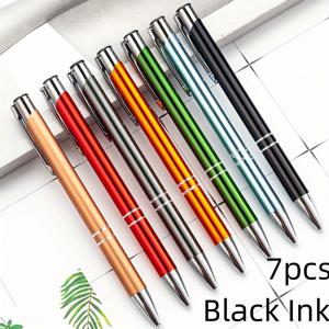 TEMU 7pcs 금속 볼펜 1MM 총알 파란색 잉크 검정 잉크