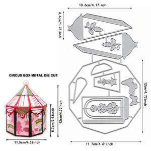 TEMU ALINACUTLE 서커스 텐트 선물 상자 메탈 다이컷 - 캔디 캐노피 창문 포함, 다이컷 기계 호환, 생일, 결혼식, 서커스 파티 장식용, 크래프트, 스크랩북, 카드 만들기, 세밀한 디테일 디자인, DIY 애호가를 위한 공예 도구