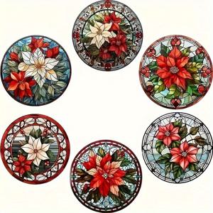 TEMU 6pcs 단열 매트 코스터, 화상 방지 식탁 매트 패드 접시, 꽃 코스터, 음료 코스터, 미끄럼 방지 플레이스 매트, 장면 장식, 축제 장식, 방 장식, 가정 장식, 사무실 장식, 테마 파티 장식, 크리스마스 장식