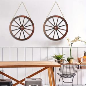 TEMU 2pcs 13.8인치 나무 수레 바퀴 벽 장식 서부 파티 장식 빈티지 러스틱 수레 바퀴 나무 카트휠 장식 바, 차고 실내 외부용