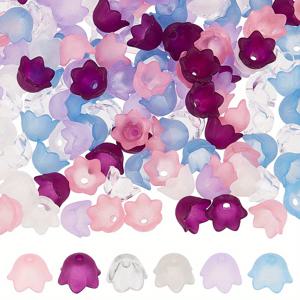 TEMU 1박스 600개 6색 투명 아크릴 비즈 & 비즈 캡, 쥬얼리 만들기용 & 튤립 클리어 10x6mm 구멍: 1.5mm 100개/색상, 공예 용품,창의적인 공예,장식용 비즈,우아한 장식,정밀 절단 비즈,가벼운 구슬,주얼리 부품,구슬 모음,창의적인 디자이너들,공예 애호가