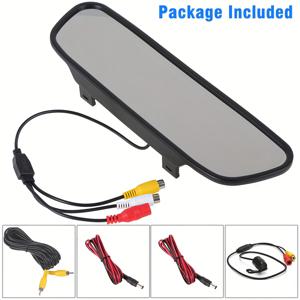 TEMU CHICOQUE 후방 카메라 키트, 야간 시야, 와이드 앵글, 4.3인치 HD 리어뷰 미러 모니터 및 후진 카메라 키트, 설치에 구멍 필요 없음, 사용하기 쉬움. 모든 종류의 12V 차량용 범용, 후진 안전성 향상