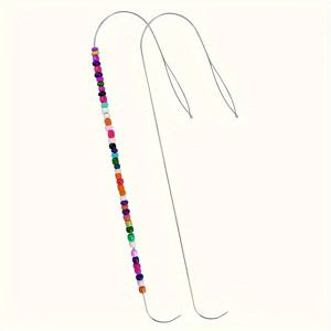 TEMU 클레이 비드 니들 씨드 비드 니들 3세대 대형 아이 커브드 비딩 니들, 스테인리스 스틸 비즈 스피너 니들 팔찌 목걸이 제작용 (니들) 2개 세트