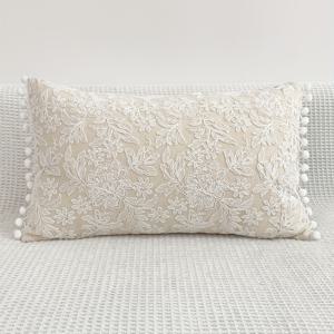TEMU 1pc 새김 레이스 꽃 자수 베개 커버 프렌치 클래식 베개 커버, 베개 코어 없음, 거실 침대 소파 쿠션 홈 데코용