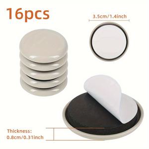 TEMU 16개 세트 무흔 접착 패드 포함 헤비듀티 가구 슬라이더 - 바닥 보호용, 의자 다리 캡, 테이블 발 커버 - 스크래치 방지, 경목/타일/카펫용 - 내구성 플라스틱 제작, 홈/오피스/상업용 - 튼튼한 구조, 디자인, 사무실 액세서리