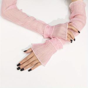 TEMU 여성용 우아한 레이스 팔 보호대 - 여름 패션을 위한 통기성, 보호성, 신축성이 뛰어난 디자인, 볼륨이 있는 팔 보호대, 야외 활동에 이상적인 제품