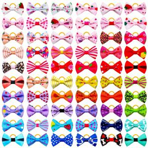 TEMU 50개 다양한 귀여운 애완동물 보우 타이, 화려한 색상 - 매력적이고 간단한 개와 고양이용 헤어 액세서리, 그루밍 및 스타일링에 완벽, 머리용 보우