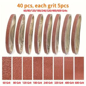 TEMU 40개 샌딩 벨트 세트 10X330mm, 다양한 입자 크기 60/80/120/180/240/320/400/600, 목재 및 연마용 산화 알루미늄 연마 스트립, 강력한 접시머리 디자인 - 범용 재료 호환성