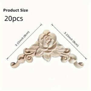TEMU 6/20 장식용 나무 장미 코너 몰딩 3.15 X 3.15 인치 DIY 미도장 나무 코너 몰딩 가구 및 옷장 장식용 - 축제