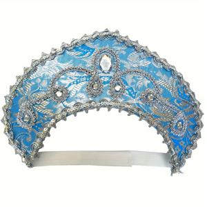 TEMU 빈티지 할로윈 의상 크라운: 반짝이는 페즐리 디자인이 있는 조절 가능한 머리띠 - 축제 파티와 가면 무도회에 완벽합니다.