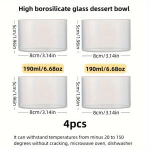 TEMU 4개의 고품질 붕규산 유리 계란 컵 세트 - 다용도 6.5oz 디저트 볼, 식품 등급, 오븐 및 식기 세척기 안전, 휴일 테마 조리器具
