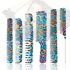 TEMU 6개 02 컬러풀 프린트 빗, 다기능 미용실 헤어 빗, 빠른 스타일링 도구, 미용실 및 가정용 필수 제품