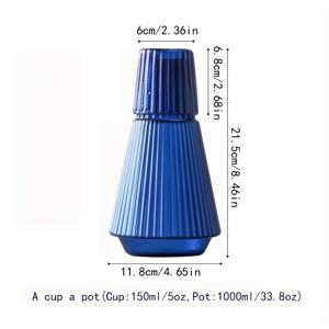 TEMU 1세트, 한 사람용 음료 컵 뚜껑, 순수 수제, 창의적인 내열 유리 냉수 주전자와 컵, 컵은 뚜껑으로도 사용 가능, 가정용 냉장고 냉수 병 우유 주스 병 1000ml / 다기능 음료 포트, 아이스티, 커피, 레모네이드, 과일 주스에 적합, 수제, 집, 식당, 호텔, 사무실, 도구에 적합, 원색 재질 비 스프레이 색상, 전자레인지 및 오븐 안전
