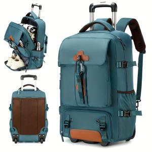 TEMU ENOSHI 여행 롤링 백팩 - 17인치 노트북용 비즈니스 노트북 백팩, 신발 컴파트먼트, 내구성 있는 폴리에스테르, 지퍼 클로저, 소프트 쉘, 비즈니스 및 캐주얼 사용에 이상적, 캐주얼 백팩 | 비즈니스 백팩 | 안전한 지퍼 클로저, 노트북 가방|백팩|파우치|노트북파우치