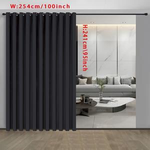 TEMU 1패널 초광막 도어 커튼 - 헤비듀티 블라인드, 프라이버시 시어, 거실/침실/파티오용 그로메트 탑 창문 커튼 (가로 100x세로 95인치, 블랙) - 모던 홈 데코, 내구성 있는 원단, 쉬운 설치, 인테리어 디자인
