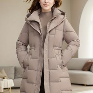 TEMU 유럽&미국 스타일 여성용 롱 두꺼운 겨울 후드 코트