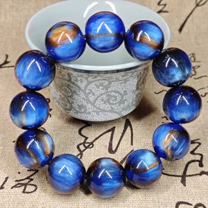 TEMU 20Mm 블루 시아 윌로우 철 나무 수지 화석 돌 대형 원형 비즈 스트레치 브레이슬릿 보석, 민족 스타일 장난감, 자동차 펜던트, 봄 축제 선물, 새해, 랜턴 축제, 데이, 데이, 어머니의 날, 아버지의 날, 세인트 패트릭의 날, 크리스마스, 할로윈, 부활절, 그리고 추수 감사절 가족 주제 장식 돌, 무작위 패턴이 있습니다.