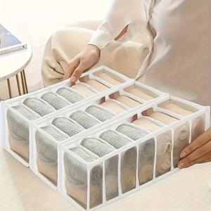 TEMU 3-피스 세트, 나일론 서랍 정리함, 속옷, 양말, 팬티, 벨트, 공간 절약, 세탁 가능, 단색, 부직포 소재, 옷장, 옷장, 가정, 기숙사 사용에 완벽|빨래바구니