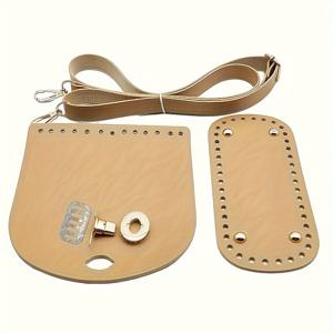 TEMU 3pcs DIY 크로셰 가방 만들기 키트: 인조 가죽 어깨끈, 바닥 & 커버 - 수제 가방용 공예 재료