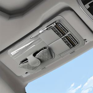 TEMU PU 가죽 자동차 선바이저 오가나이저, 다중 포켓 캐디, 안경 클립, 펜 거치대 및 신용 카드 슬롯, 범용 피팅 차량 내부 액세서리 (1개)|선글라스|썬그라스