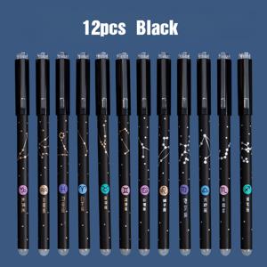 TEMU 12팩 지우개 젤 펜, 0.5mm 미세한 팁, 플라스틱 소재, 부드러운 필기감, 사무용 및 학교용 - 학생, 전문가, 우주 애호가를 위한 아스트로로지, 성표, 쌍둥이자리, 수성, 사성, 쌍둥이자리, 물성, 사성, 지우개 펜 - 개학 및 생일 선물, 사무 문구류, 세련된 디자인, 신뢰할 수 있는 성능, 필기 도구, 사무직 종사자