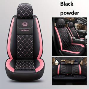 TEMU 블랙 & 핑크 스티치 PU 가죽 자동차 시트 커버 - 5인승 모델의 95%에 적합, 스타일리시한 핑크 악센트로 사계절 보호, 올시즌 커버 | 퀼트 시트 커버 | 내구성 있는 시트 커버