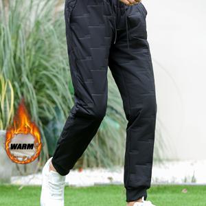 TEMU 남성용 보온 겨울 운동 바지 - 두꺼운 탄력 있는 드로스트링 허리, 비신축 원단으로 러닝 및 캐주얼 착용에 적합한 짐 조거 팬츠 - 블랙 애슬레틱 피트니스 바지, 조깅 바지, 스포츠 디자인, 내구성 있는 스포츠웨어, 강화된 스티칭, 활동적인 남성용