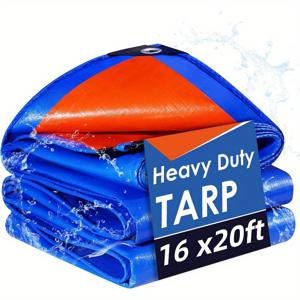 TEMU 【다용도 방수 타포린】 헤비듀티 방수 타포린, 8밀 두께 PVC 소재, UV 및 찢김 방지, 그로밋 및 강화된 가장자리 포함, 야외 보호, 지붕, 캠핑, 파티오, 수영장, 보트, 자동차용 - 다목적 사용, 다목적 타포린|생생한 파란색 타포린|UV 저항 타포린