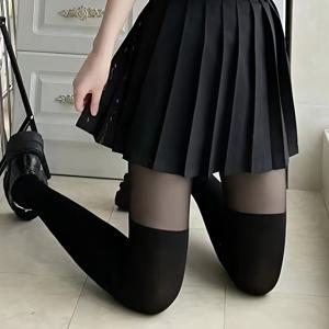 TEMU 한 쌍/섹시한 핫 레그 스위트 대조 오버 더 니 하이 탄력 타이츠/데일리 레그웨어 JK 순수한 매혹적인 매력 다용도 팬티스타킹, 무릎 위 스타킹,다용도 양말,우아한 디자인,스타일리시 타이츠,내구성 있는 양말,편안한 착용감,시스루 팬티스타킹,무릎 높이 양말,패션 애호가,스타일리시 레이디스